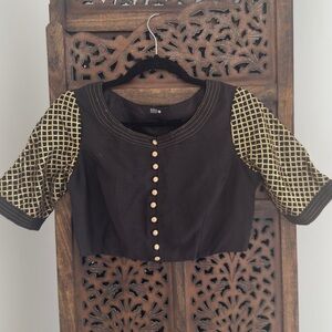 Designers Originals Black and Gold Saree Blouse from Indya luxe